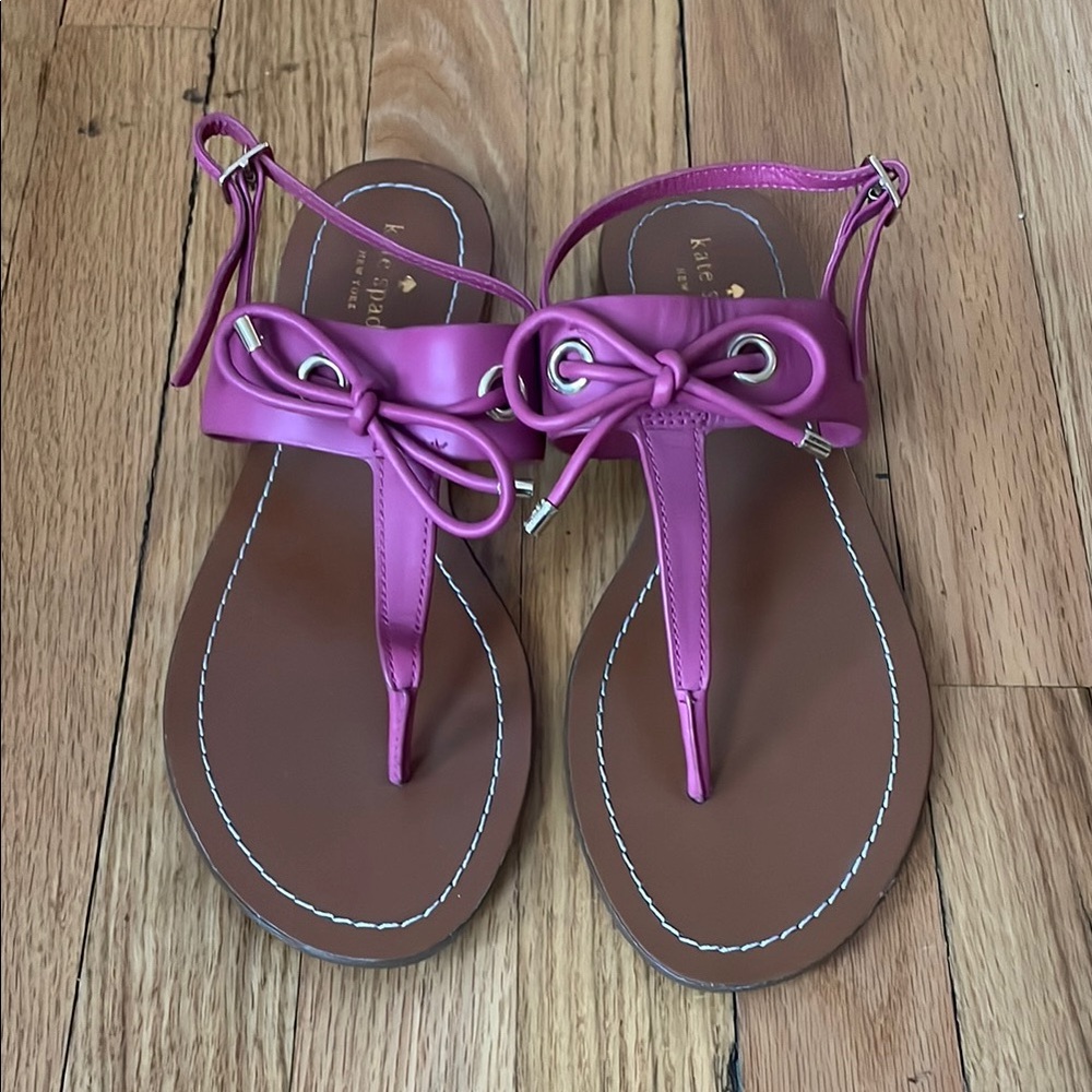 Kate Spade Pink and Brown Sandals with Bow Detail